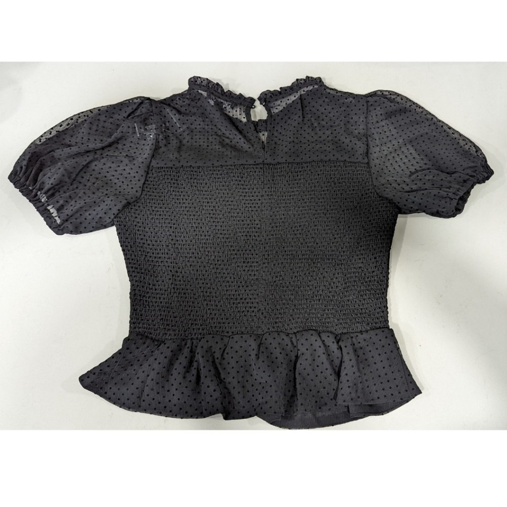 Black polka dot peplum Express top | small | NWT